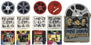 6 Three Stooges Films on 8mm With Rare All Hashed Up From 1944 -- Plus Dizzy Doctors, Idle Roomers, Hold That Lion, Studio Stoops & Spooks, Which Lacks Case, Else Very Good